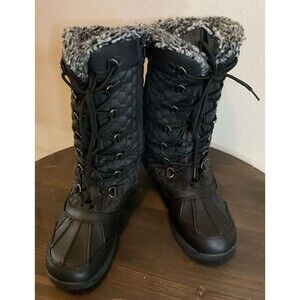 Weatherproof Winter Survivor Black Boot Womens Size 8 All Weather Faux Fur R